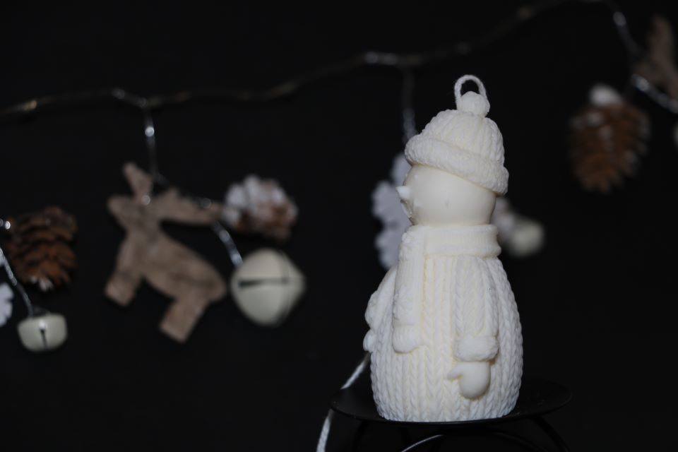Vela de Navidad muñeco de nieve | Anxanar Natural